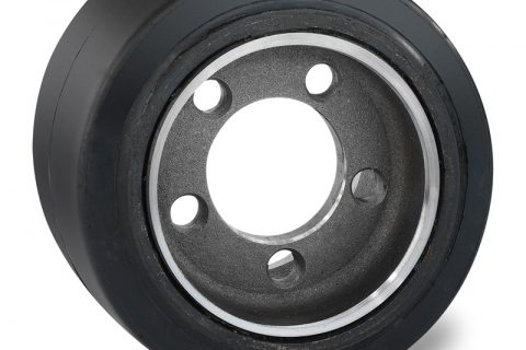 Pogonski točak za električne paletne viljuškare 250X105mm od elastična guma  sa aplikacija - primena prirubnica sa  otvori za 