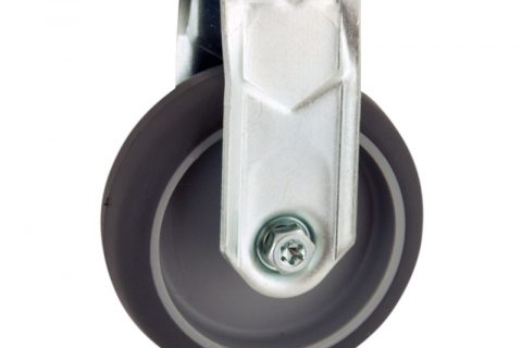 Fiksni točak,75mm za lagana kolica, sa točkom od termoplastika siva neobeležena guma osovina kliznog ležaja montaža sa otvor - rupa