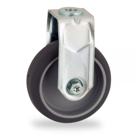 Fiksni točak,75mm za lagana kolica, sa točkom od termoplastika siva neobeležena guma kuglični ležajevimontaža sa otvor - rupa