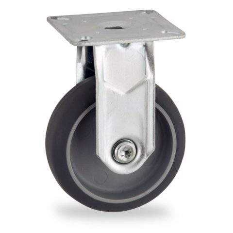 Fiksni točak,75mm za lagana kolica, sa točkom od termoplastika siva neobeležena guma osovina kliznog ležaja montaža sa gornja ploča