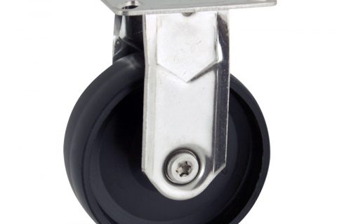 INOX Fiksni točak,50mm za lagana kolica, sa točkom od polipropilen  osovina kliznog ležaja montaža sa gornja ploča