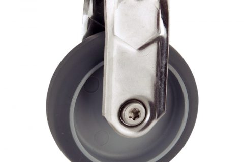 INOX Fiksni točak,100mm za lagana kolica, sa točkom od termoplastika siva neobeležena guma osovina kliznog ležaja montaža sa otvor - rupa