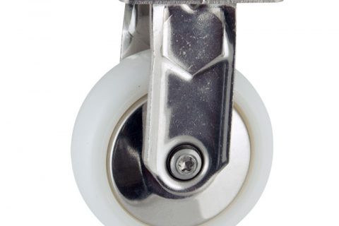 INOX Fiksni točak,50mm za lagana kolica, sa točkom od poliamid tip 6 osovina kliznog ležaja montaža sa gornja ploča