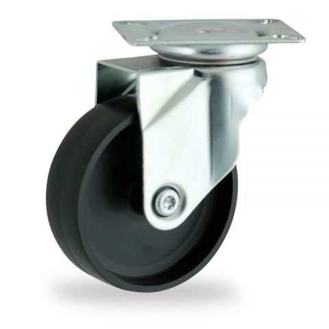 Okretni točak,125mm za lagana kolica, sa točkom od polipropilen  osovina kliznog ležaja montaža sa gornja ploča