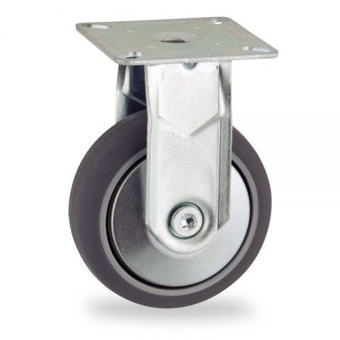 Fiksni točak,75mm za lagana kolica, sa točkom od termoplastika siva neobeležena guma kuglični ležajevimontaža sa gornja ploča