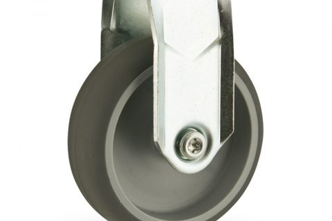 Fiksni točak,150mm za lagana kolica, sa točkom od termoplastika siva neobeležena guma osovina kliznog ležaja montaža sa otvor - rupa