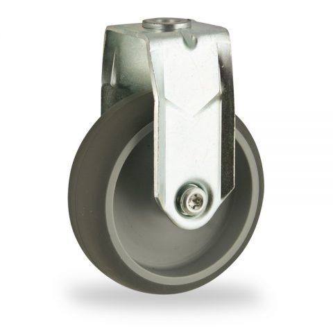 Fiksni točak,100mm za lagana kolica, sa točkom od termoplastika siva neobeležena guma osovina kliznog ležaja montaža sa otvor - rupa