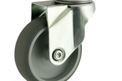 Okretni točak,75mm za lagana kolica, sa točkom od termoplastika siva neobeležena guma osovina kliznog ležaja montaža sa gornja ploča