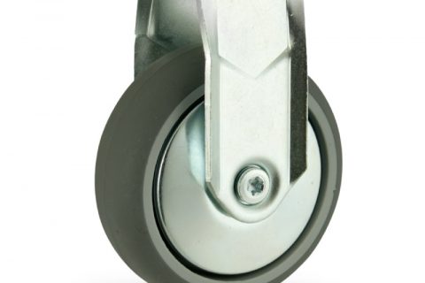 Fiksni točak,125mm za lagana kolica, sa točkom od termoplastika siva neobeležena guma kuglični ležajevimontaža sa otvor - rupa