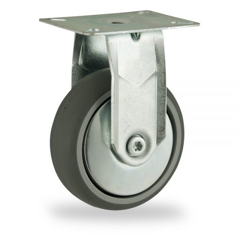 Fiksni točak,100mm za lagana kolica, sa točkom od termoplastika siva neobeležena guma osovina kliznog ležaja montaža sa gornja ploča