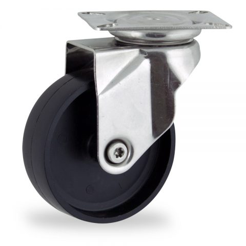 INOX Okretni točak,125mm za lagana kolica, sa točkom od polipropilen  osovina kliznog ležaja montaža sa gornja ploča