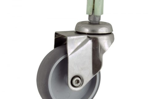 INOX Okretni točak,75mm za lagana kolica, sa točkom od termoplastika siva neobeležena guma kuglični ležajevimontaža sa ekspander