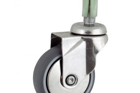 INOX Okretni točak,100mm za lagana kolica, sa točkom od termoplastika siva neobeležena guma kuglični ležajevimontaža sa ekspander