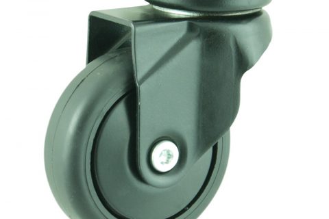 Okretni točak,75mm za lagana kolica, sa točkom od termoplastika crna neobeležena guma osovina kliznog ležaja montaža sa gornja ploča