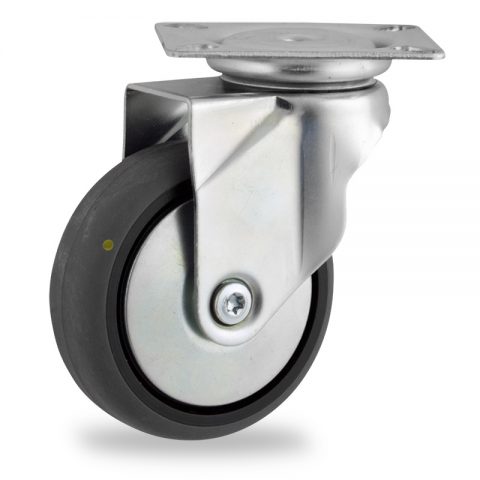 Okretni točak,125mm za lagana kolica, sa točkom od elektroprovodna termoplastika siva guma osovina kliznog ležaja montaža sa gornja ploča
