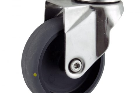 INOX Okretni točak,150mm za lagana kolica, sa točkom od elektroprovodna termoplastika siva guma osovina kliznog ležaja montaža sa otvor - rupa
