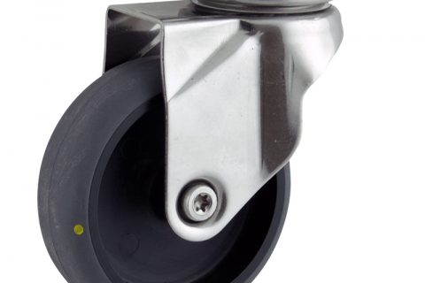 INOX Okretni točak,150mm za lagana kolica, sa točkom od elektroprovodna termoplastika siva guma osovina kliznog ležaja montaža sa gornja ploča