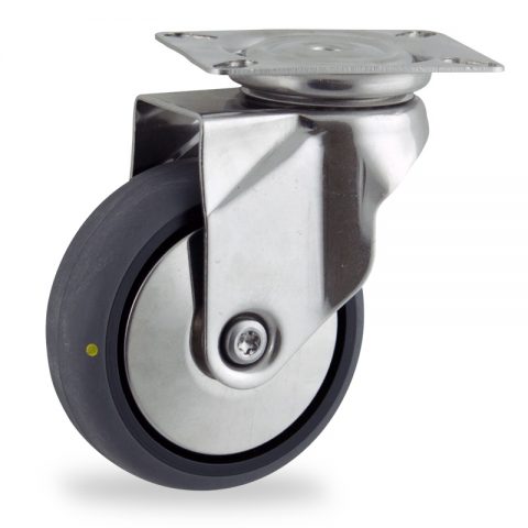 INOX Okretni točak,125mm za lagana kolica, sa točkom od elektroprovodna termoplastika siva guma kuglični ležajevimontaža sa gornja ploča