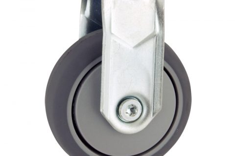 Fiksni točak,50mm za lagana kolica, sa točkom od termoplastika siva neobeležena guma osovina sa jednokugličnim ležajem montaža sa otvor - rupa
