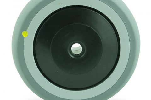 Točak 125mm za lagana kolica, sa točkom od elektroprovodna termoplastika siva guma osovina sa jednokugličnim ležajem 