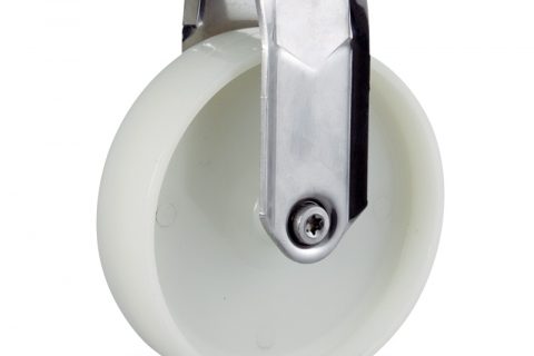 INOX Fiksni točak,100mm za lagana kolica, sa točkom od poliamid tip 6 osovina kliznog ležaja montaža sa otvor - rupa