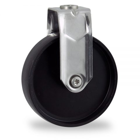 INOX Fiksni točak,125mm za lagana kolica, sa točkom od polipropilen  osovina kliznog ležaja montaža sa otvor - rupa
