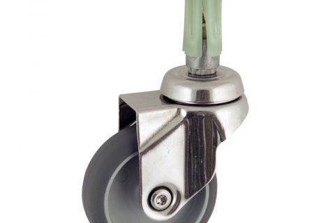 INOX Okretni točak,50mm za lagana kolica, sa točkom od termoplastika siva neobeležena guma kuglični ležajevimontaža sa ekspander