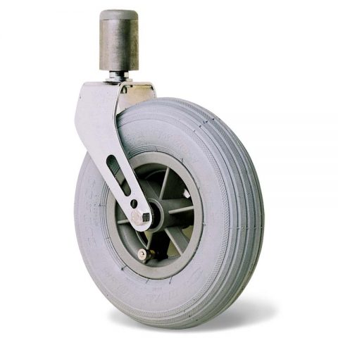Točak  200mm za invalidska kolica sa termoplastika siva neobeležena guma i kuglični ležajevi i montaža sa šipka