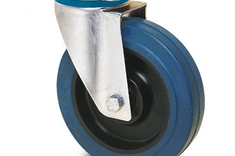 INOX okretni točak  100mm sa elastična guma za čiste podloge, felna od poliamid i Inox valjkasti ležaj.Montaža sa gornja ploča