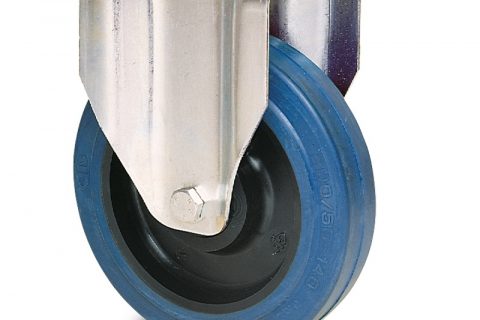 INOX fiksni točak  125mm sa elastična guma za čiste podloge, felna od poliamid i Inox valjkasti ležaj.Montaža sa gornja ploča