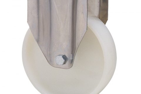 INOX fiksni točak za kolica  200mm sa poliamid tip 6 Inox valjkasti ležaj.Montaža sa gornja ploča