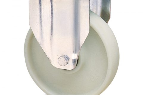 INOX fiksni točak za kolica  125mm sa poliamid + staklena vlakna  osovina kliznog ležaja.Montaža sa gornja ploča