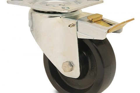 Točak sa kočnicom za pekare  125mm για Smola (280C) osovina kliznog ležaja.Montaža sa gornja ploča