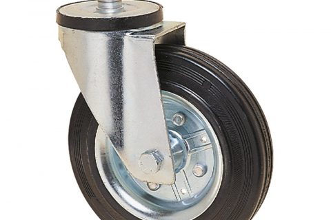 Okretni točak za kolica 180mm sa crna guma,nosač od presovanog čelika  i valjkasti ležaj.Montaža sa šipka