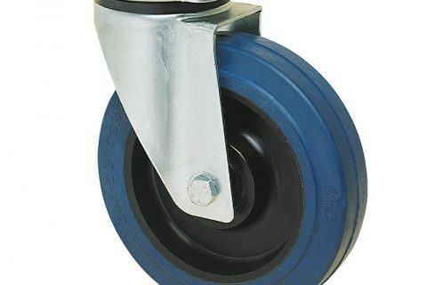 Okretni točak za kolica  125mm sa elastična guma za čiste podloge, felna od poliamid i valjkasti ležaj.Montaža sa gornja ploča