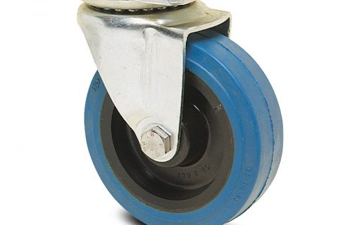 Okretni točak serije Ε  100mm sa elastična guma za čiste podloge, felna od poliamid i valjkasti ležaj.Montaža sa gornja ploča