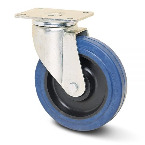 Okretni točak za teške primene  100mm sa elastična guma za čiste podloge, felna od poliamid i valjkasti ležaj.Montaža sa gornja ploča