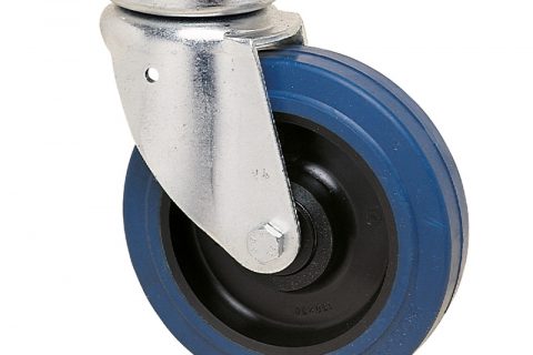 Okretni točak za kolica  100mm sa elastična guma za čiste podloge, felna od poliamid i valjkasti ležaj.Montaža sa gornja ploča