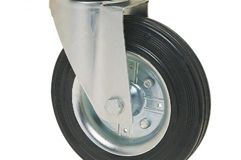 Okretni točak za kolica 140mm sa crna guma,nosač od presovanog čelika  i valjkasti ležaj.Montaža sa gornja ploča