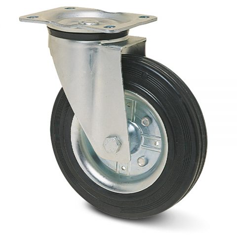 Okretni točak za kolica 140mm sa crna guma,nosač od presovanog čelika  i valjkasti ležaj.Montaža sa gornja ploča