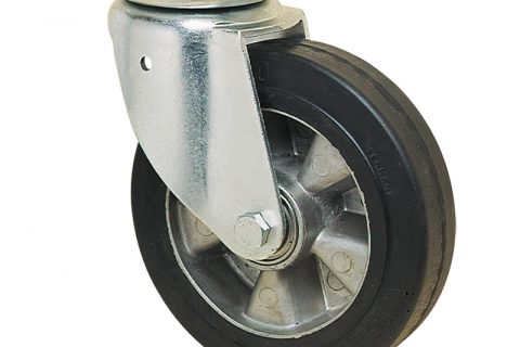 Okretni točak za kolica  230mm sa Elastična crna guma , felna od aluminijum i kuglični ležajevi.Montaža sa gornja ploča