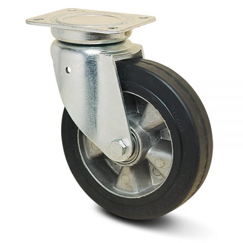Okretni točak za kolica  180mm sa Elastična crna guma , felna od aluminijum i kuglični ležajevi.Montaža sa gornja ploča