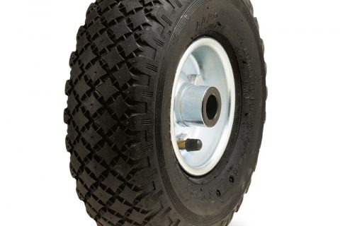 Točak za kolica  200mm od pneumatska crna guma sa nosač od presovanog čelika  i valjkasti ležaj