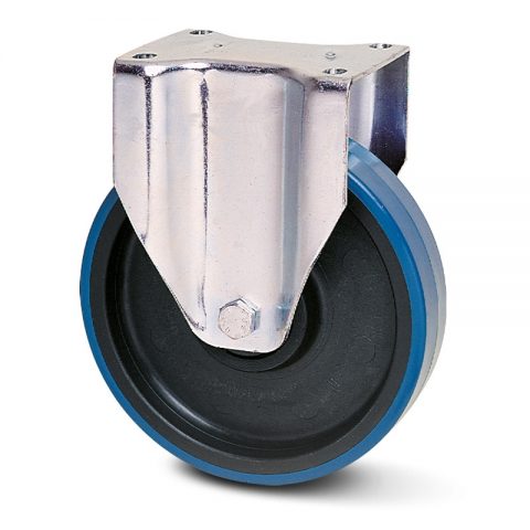 INOX fiksni točak za kolica  125mm sa poliuretan, felna od poliamid i osovina kliznog ležaja.Montaža sa gornja ploča
