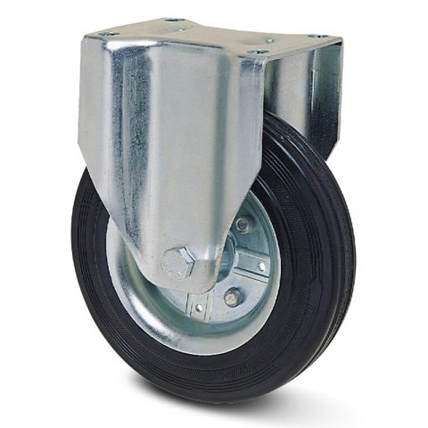 Fiksni točak za kolica 180mm sa crna guma,nosač od presovanog čelika  i valjkasti ležaj.Montaža sa gornja ploča