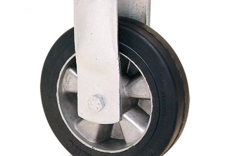 Fiksni točak za teške uslove  280mm sa Elastična crna guma , felna od aluminijum i kuglični ležajevi.Montaža sa gornja ploča