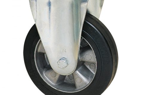 Fiksni točak za kolica  180mm sa Elastična crna guma , felna od aluminijum i kuglični ležajevi.Montaža sa gornja ploča