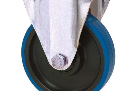 Fiksni točak za kolica  125mm sa poliuretan, felna od poliamid i osovina kliznog ležaja.Montaža sa gornja ploča