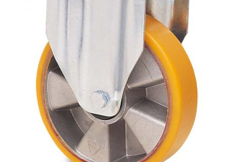 Fiksni točak za kolica  125mm sa poliuretan, felna od aluminijum i kuglični ležajevi.Montaža sa gornja ploča